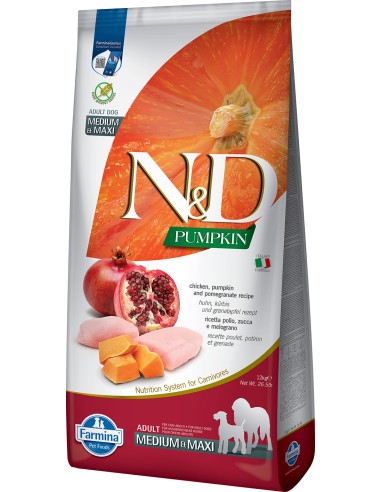 N&D DOG PUMPKIN POLLO & GRANADA ADULTO MEDMAX 12KG